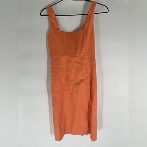 Alice + Olivia Vibrant Orange Linen Midi Dress